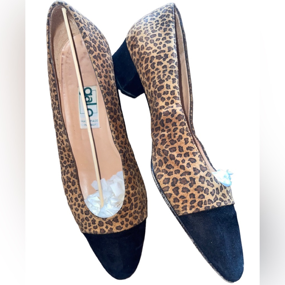 Leopard Print Pumps with Black Cap Toe